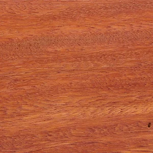 Close-up of reddish-brown wood grain with a small knot