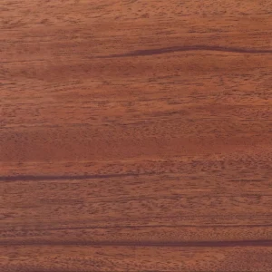 Close-up of a reddish-brown wooden surface showing distinct grain patterns and warm tones.