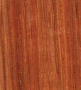 Close-up of reddish-brown wood grain with vertical lines and natural texture.